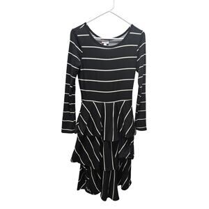 Lularoe Georgia Black White Striped Ruffle Tiered Dress Size S